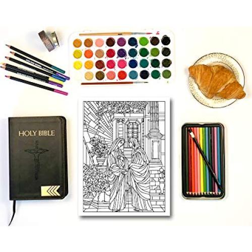 Los Misterios del Santo Rosario: libro católico de colorear para adultos (Spanish Edition)