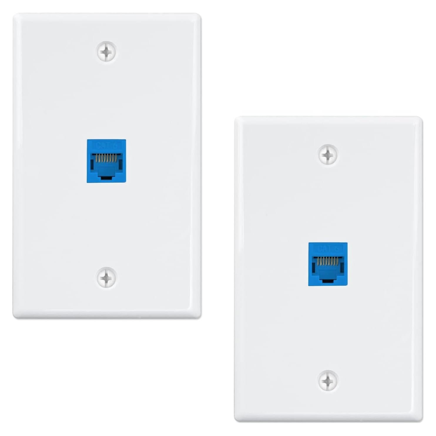 Placa de Pared Ethernet Iwillink 1 Puerto Cat6 Azul - Paquete de 2