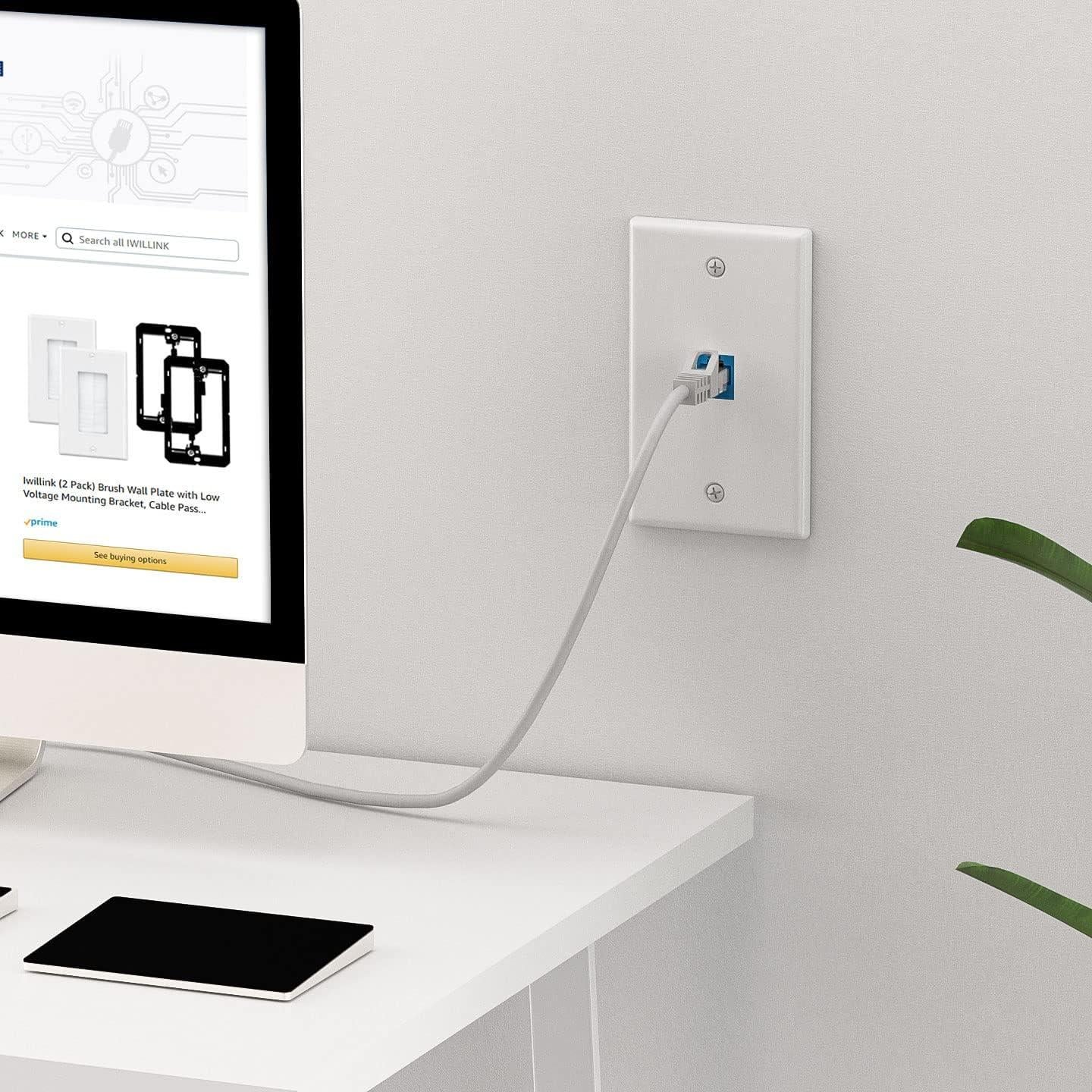 Placa de Pared Ethernet Iwillink 1 Puerto Cat6 Azul - Paquete de 2