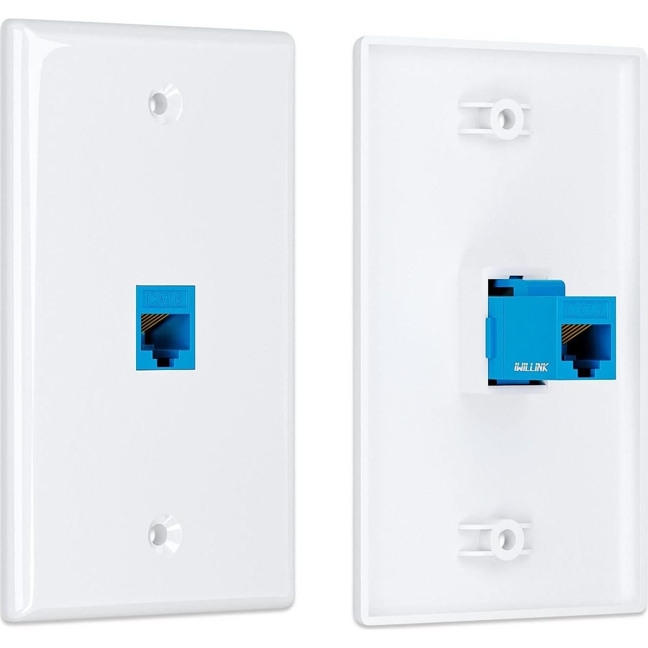 Placa de Pared Ethernet Iwillink 1 Puerto Cat6 Azul - Paquete de 2