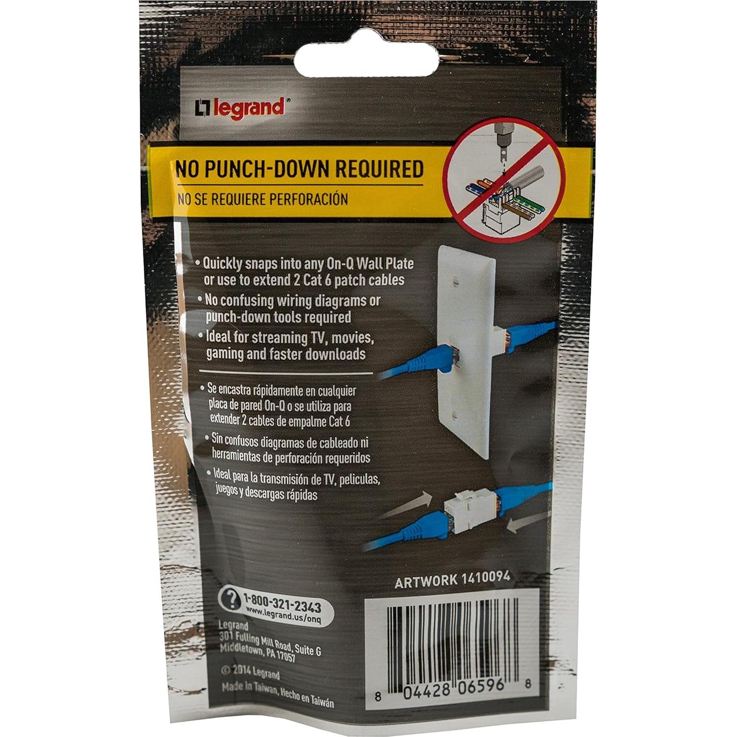 Acoplador Keystone Cat 6 On-Q WP3452WHV1 Blanco Alta Velocidad