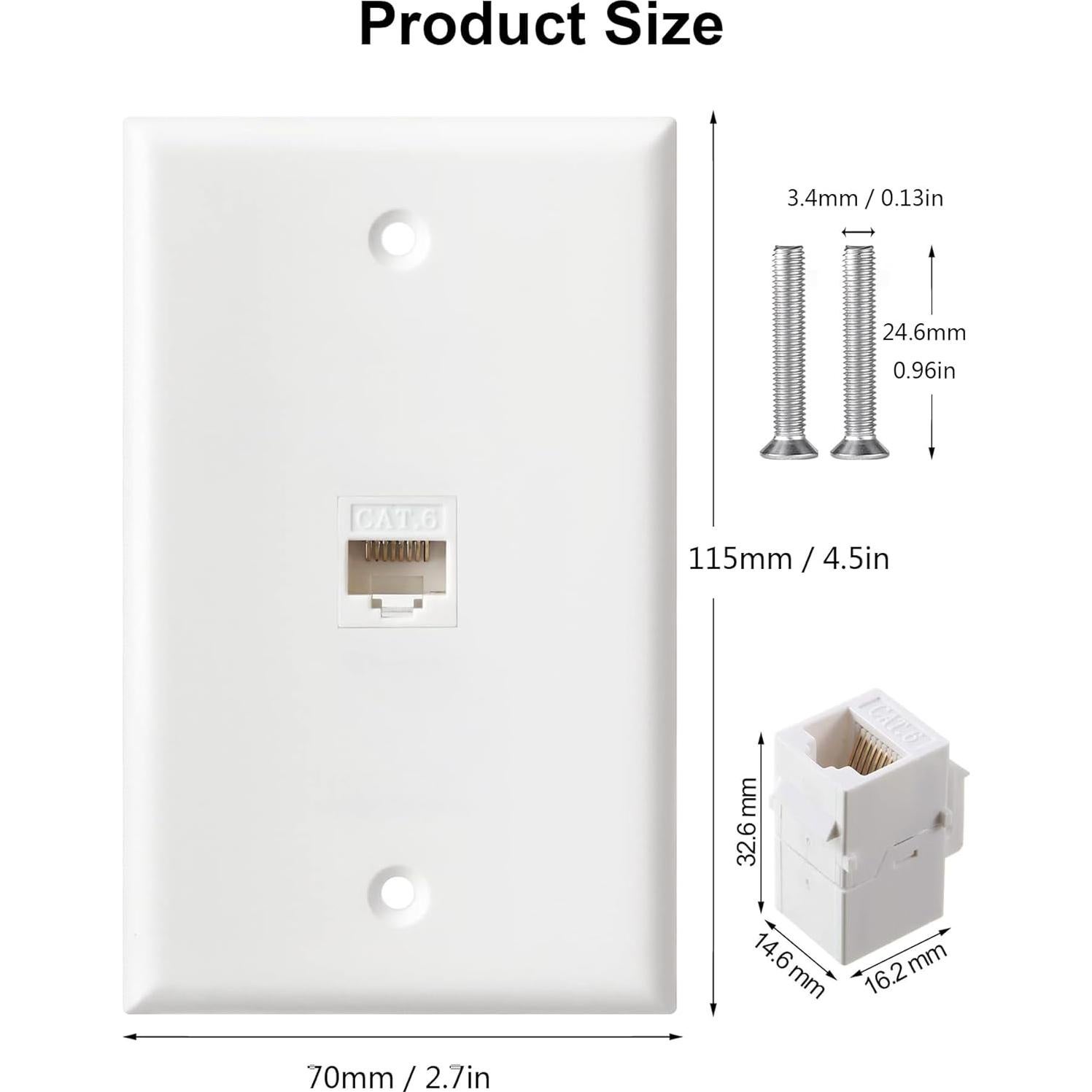 Placa de Pared Ethernet BNPUHIU 1 Puerto Cat6 Blanco