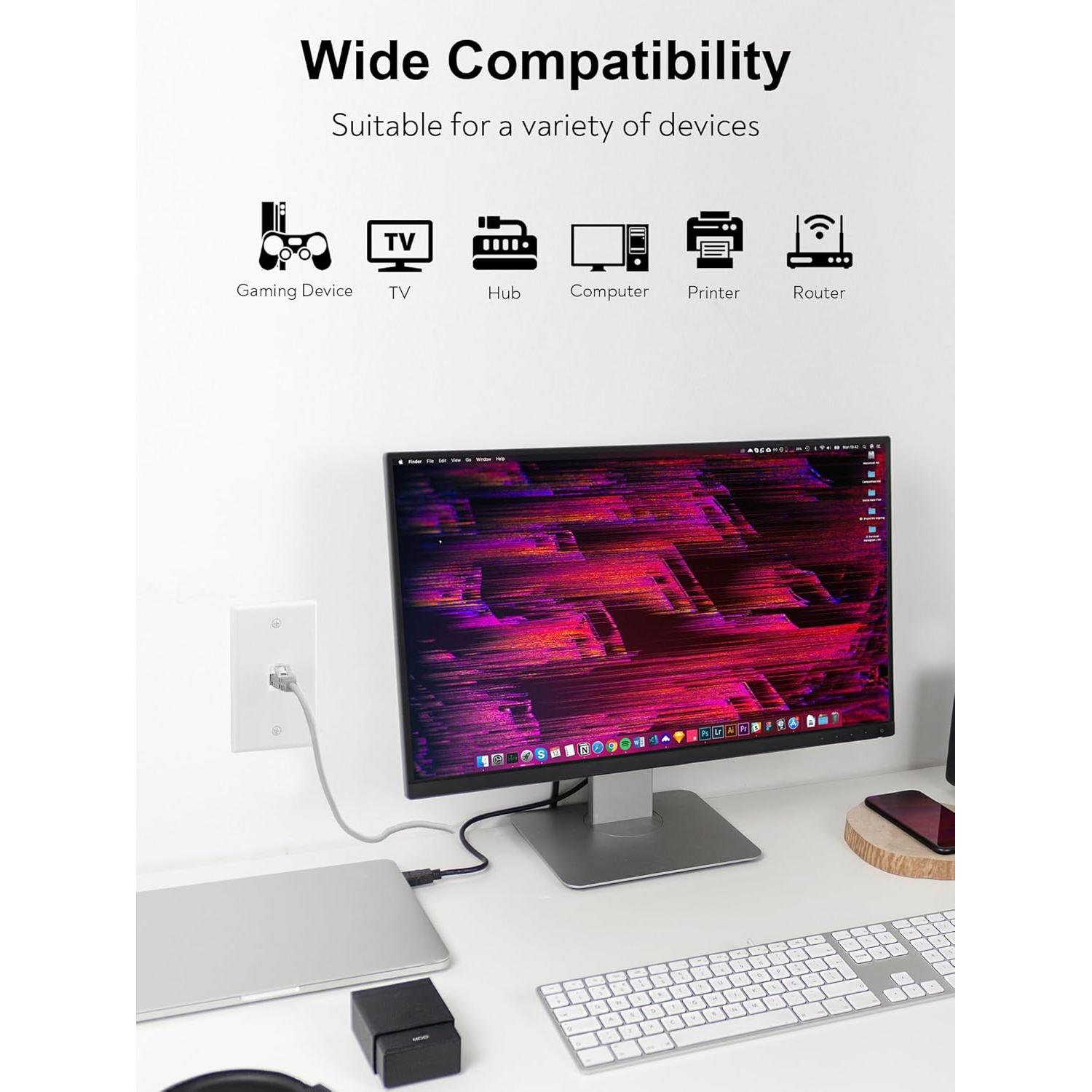 Placa de Pared Ethernet BNPUHIU 1 Puerto Cat6 Blanco