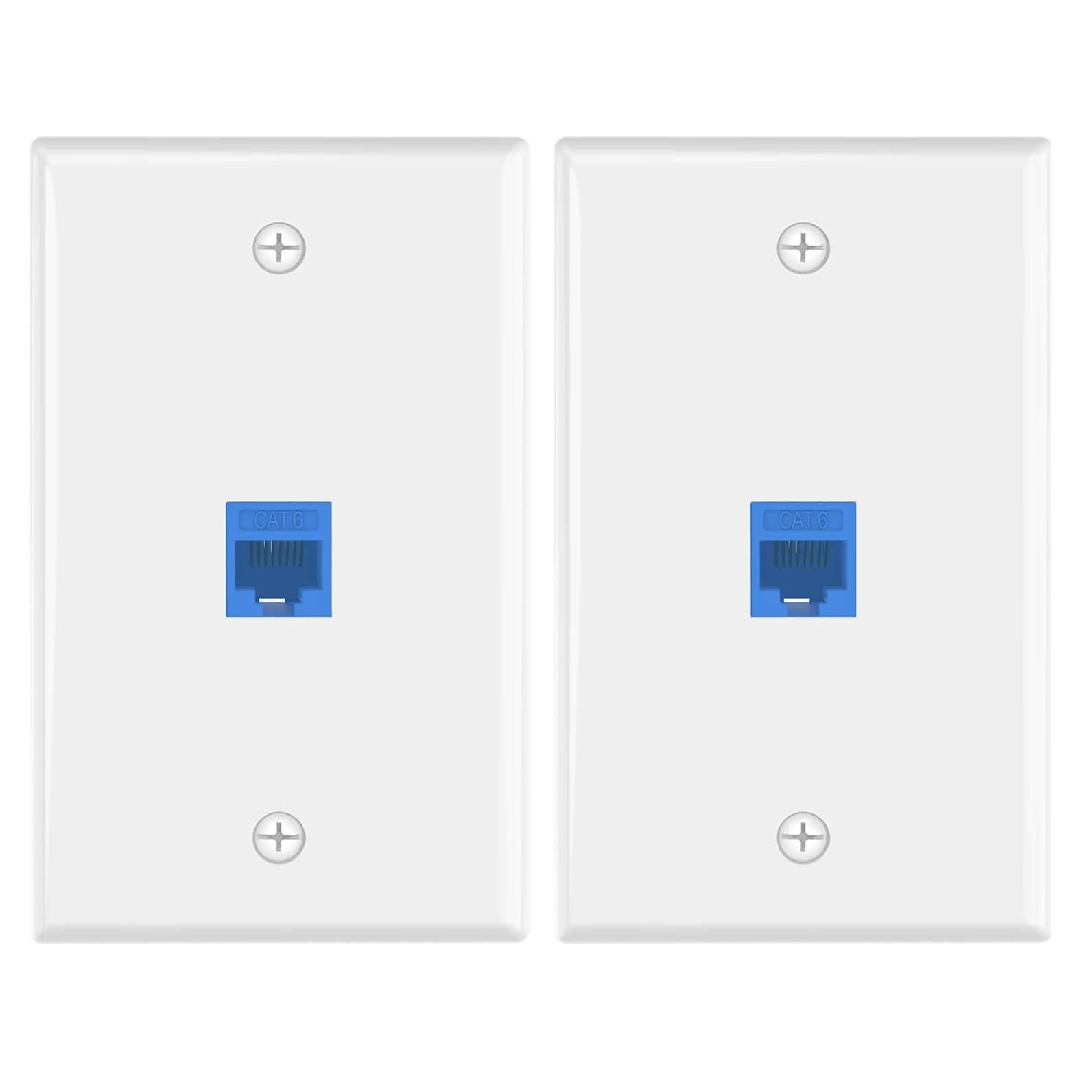 Placa de Pared Ethernet VCE 1 Puerto Cat6 Azul - Paquete de 2