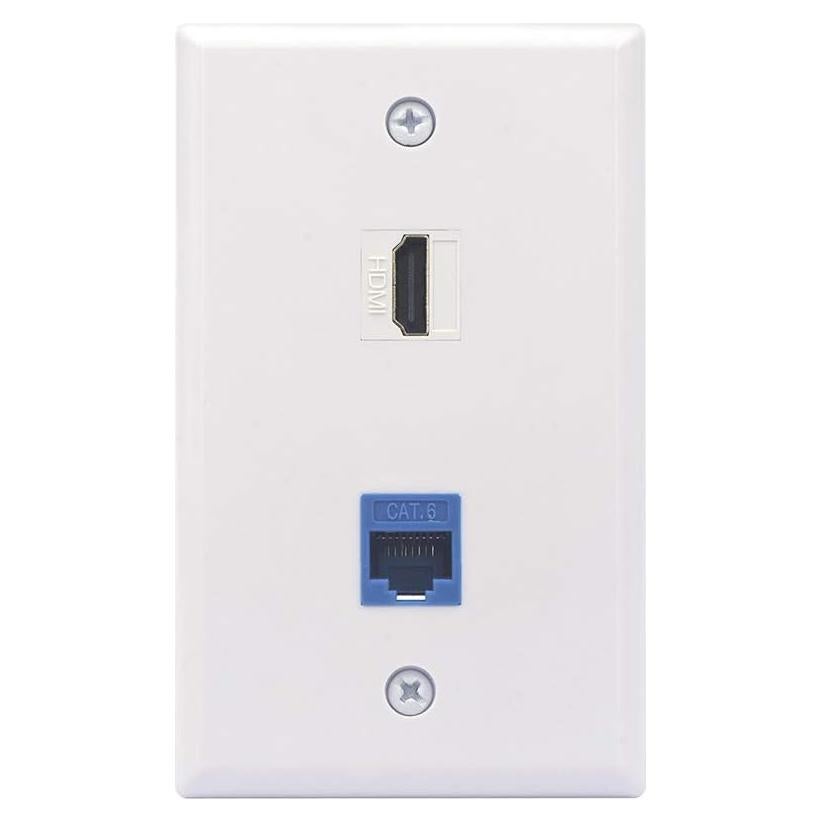 Placa de Pared HDMI y Cat6 VCE 2 Puertos 4K UL Listed