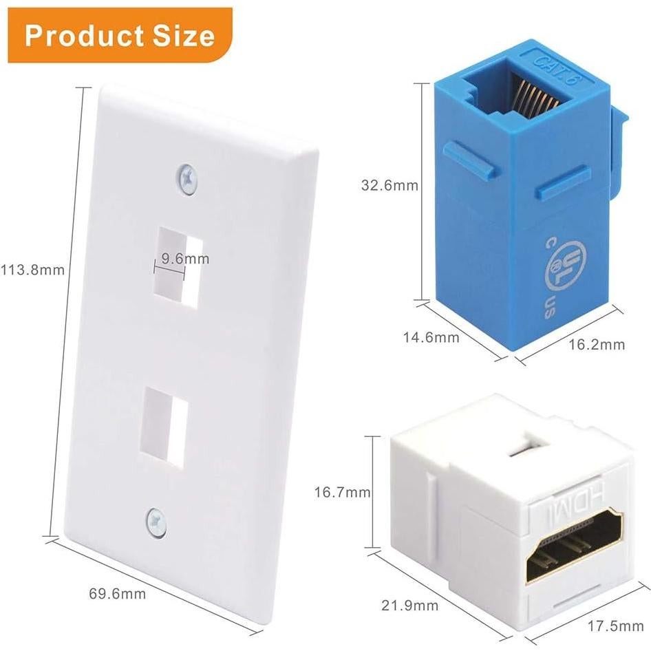 Placa de Pared HDMI y Cat6 VCE 2 Puertos 4K UL Listed