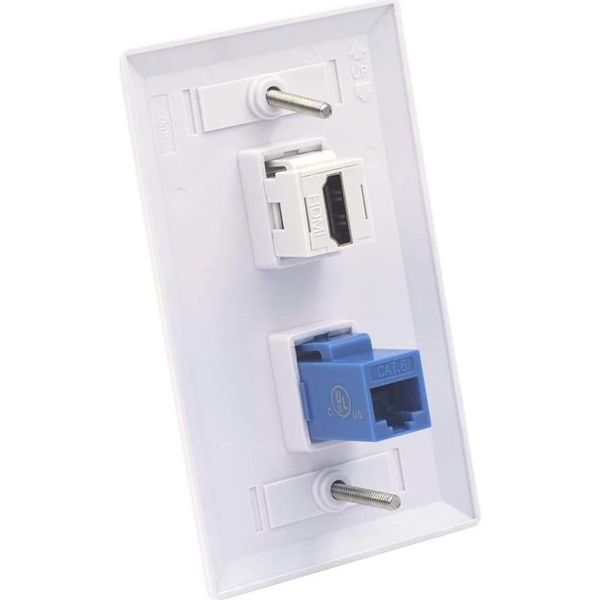 Placa de Pared HDMI y Cat6 VCE 2 Puertos 4K UL Listed