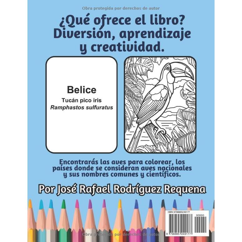 Aves Nacionales de los Países Americanos. Libro para colorear para niños, adolescentes y adultos: Un viaje divertido y educativo para colorear las 51 ... Libro para colorear (Spanish Edition)