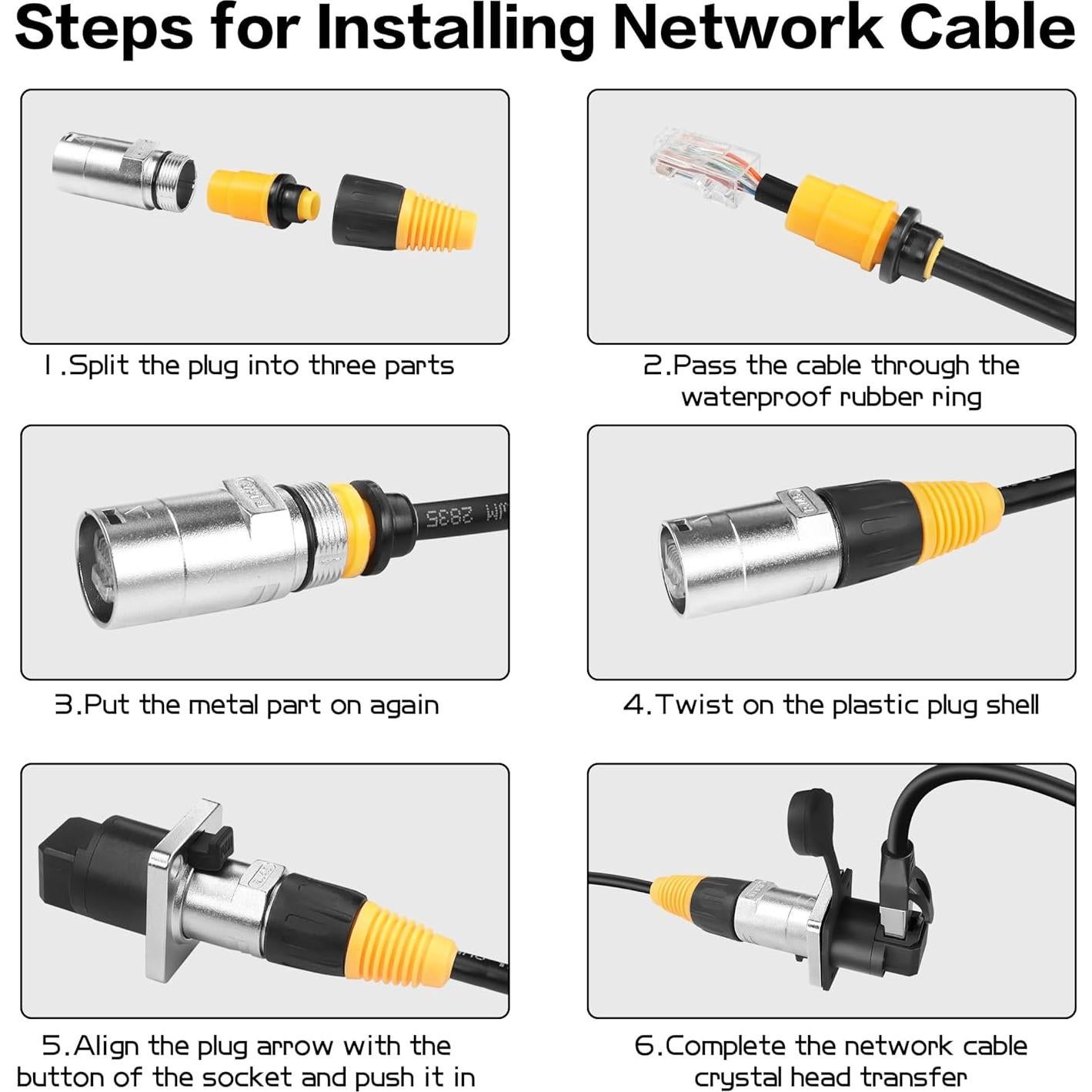 Conectores RJ45 Impermeables YACSEJAO Cat5/5e/6 IP65 2 Pares
