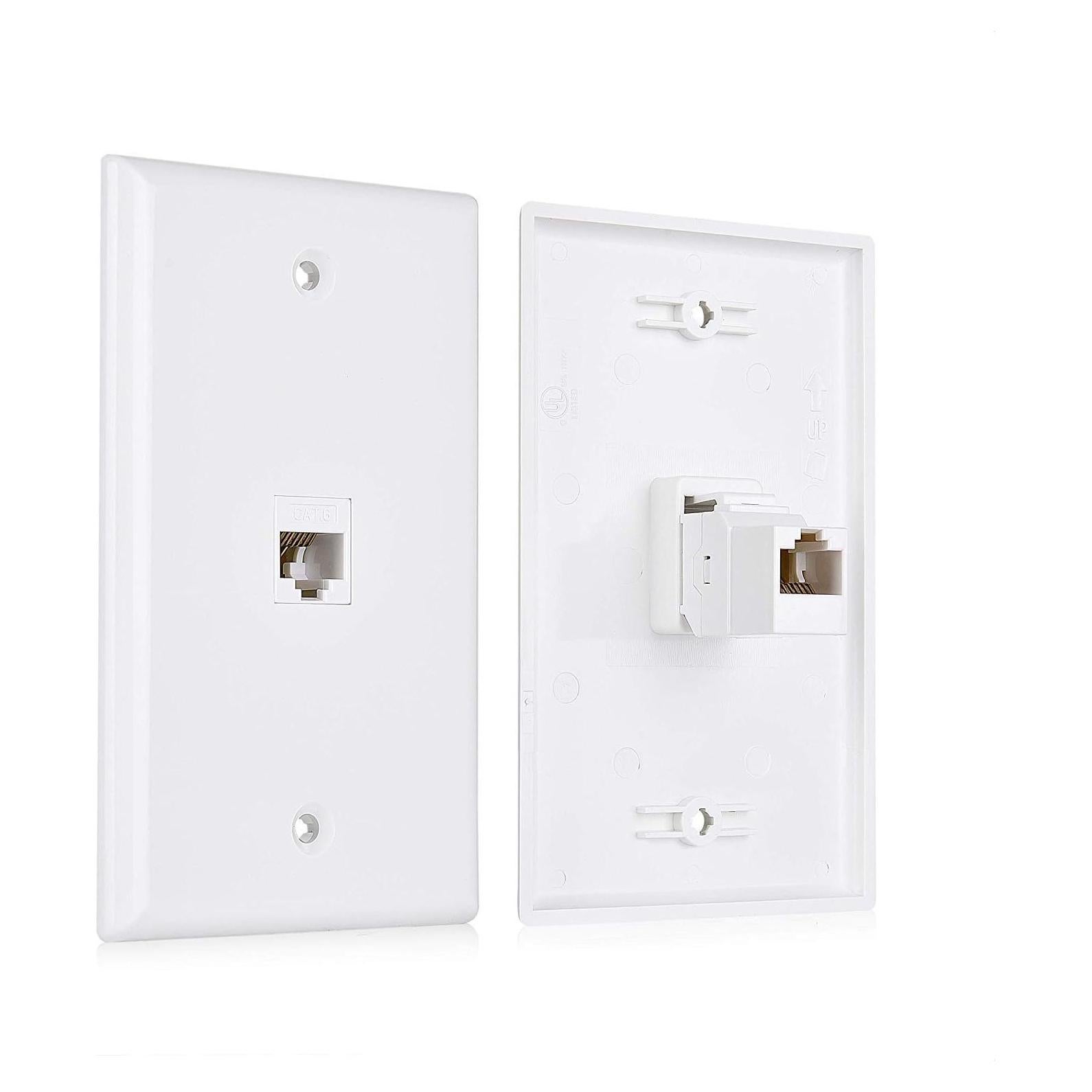 Placa de Pared Ethernet 1 Puerto Cable Matters Cat6 Blanca - Paquete de 2