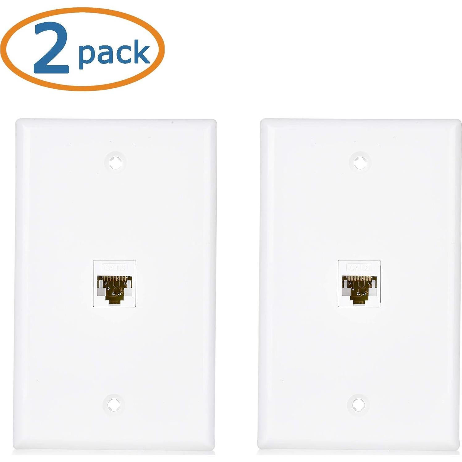 Placa de Pared Ethernet 1 Puerto Cable Matters Cat6 Blanca - Paquete de 2