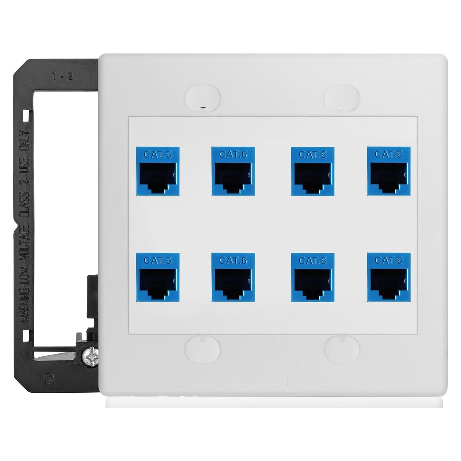 Placa de Pared Ethernet 8 Puertos Cat6 TOMODER con Soporte 2Gang