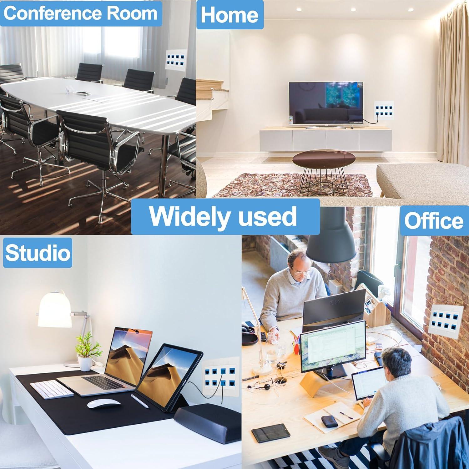 Placa de Pared Ethernet 8 Puertos Cat6 TOMODER con Soporte 2Gang