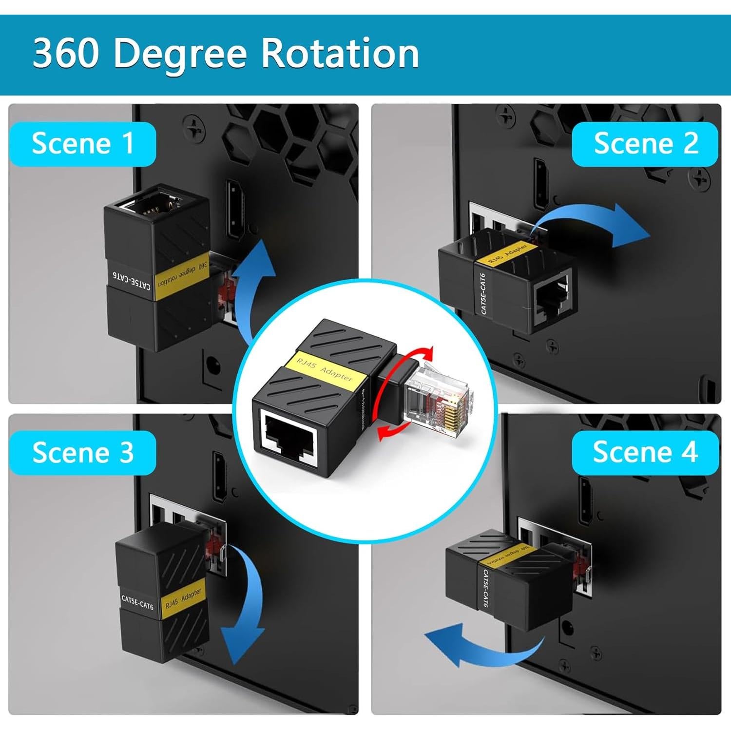 Paquete de 2 Extensores Ethernet Cat6 Minidodoca 90 Grados