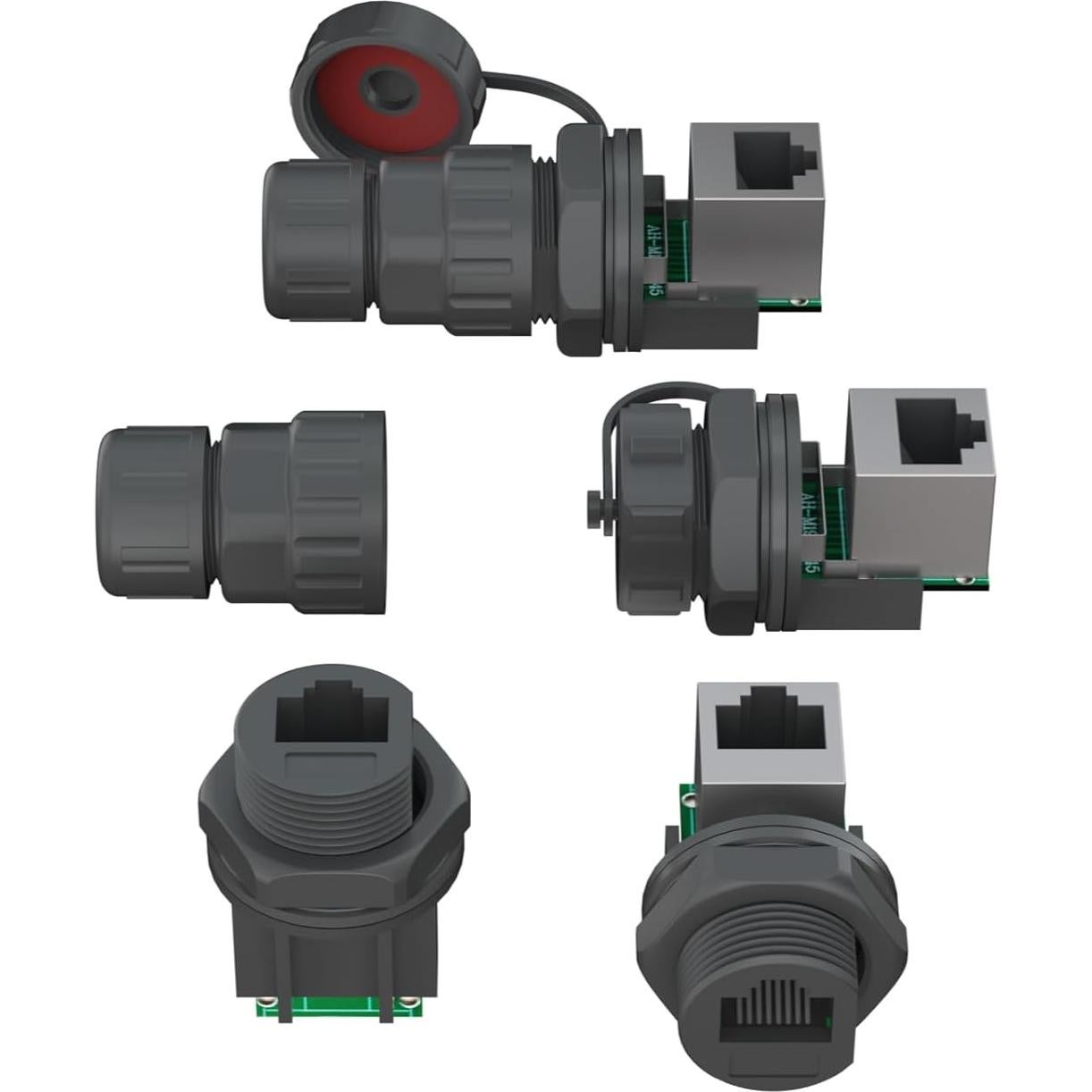 Acoplador RJ45 Impermeable AOHUA 90° IP68 - Paquete de 4