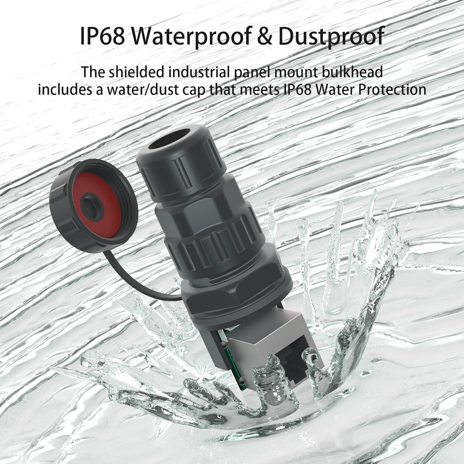 Acoplador RJ45 Impermeable AOHUA 90° IP68 - Paquete de 4