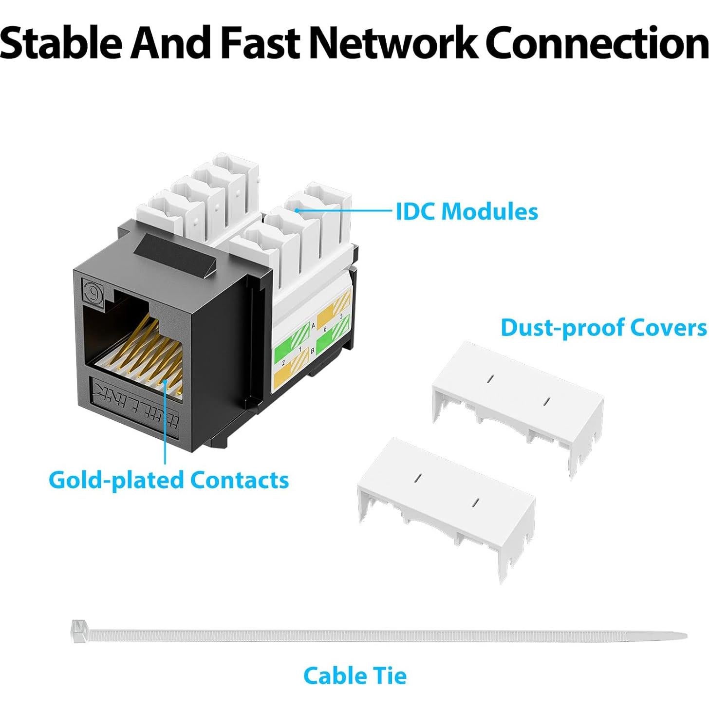 Acoplador Ethernet Cat6 Iwillink 10Gbps 90 Grados Negro - Paquete de 10