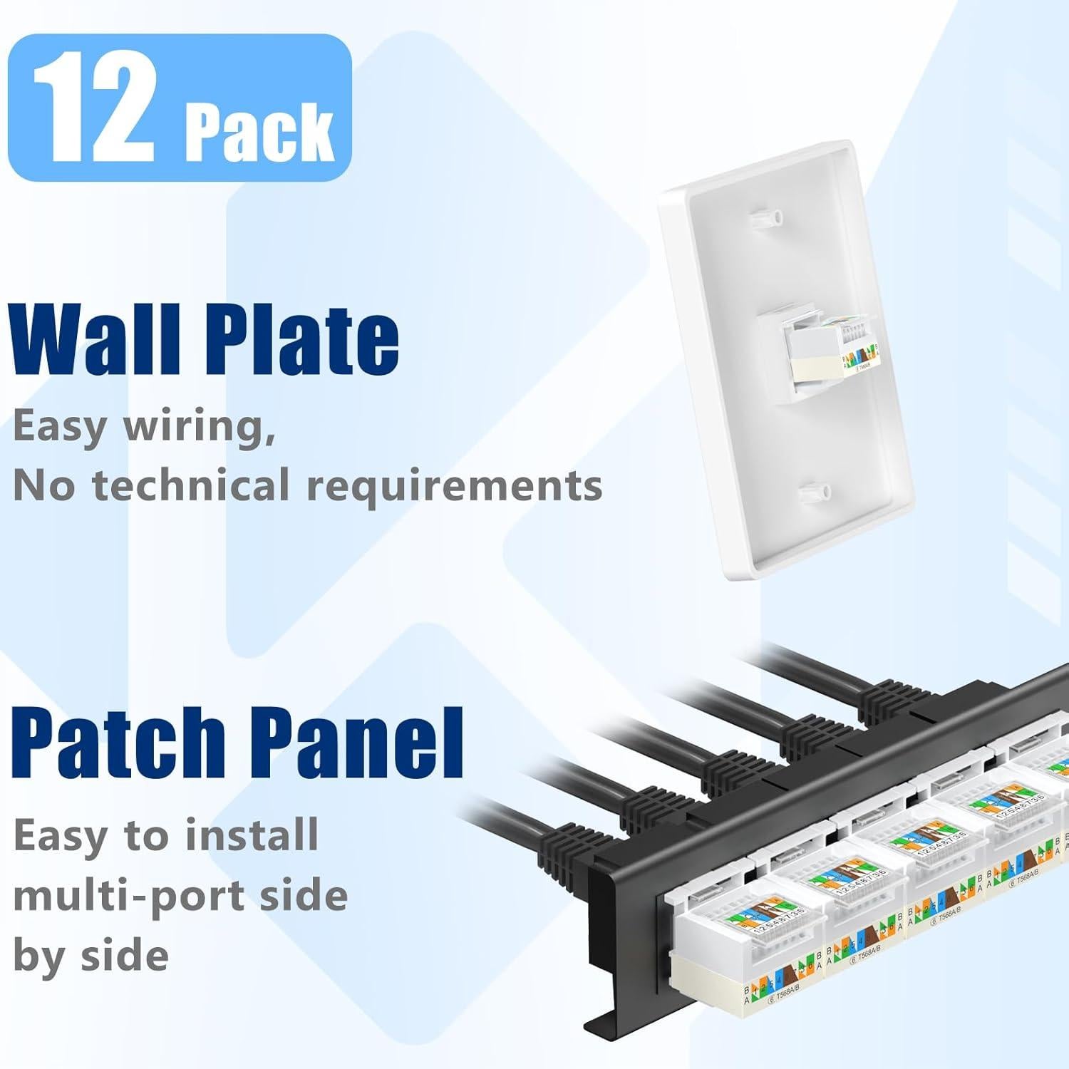 Paquete de 12 Conectores Keystone Cat6 RJ45 Awishwell
