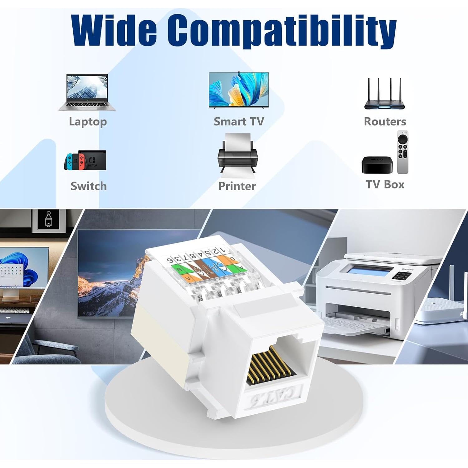 Paquete de 12 Conectores Keystone Cat6 RJ45 Awishwell