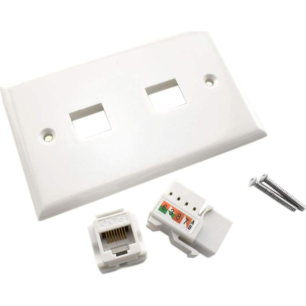 Placa de Pared Ethernet OZXNO CAT.6 RJ45 2 Puertos