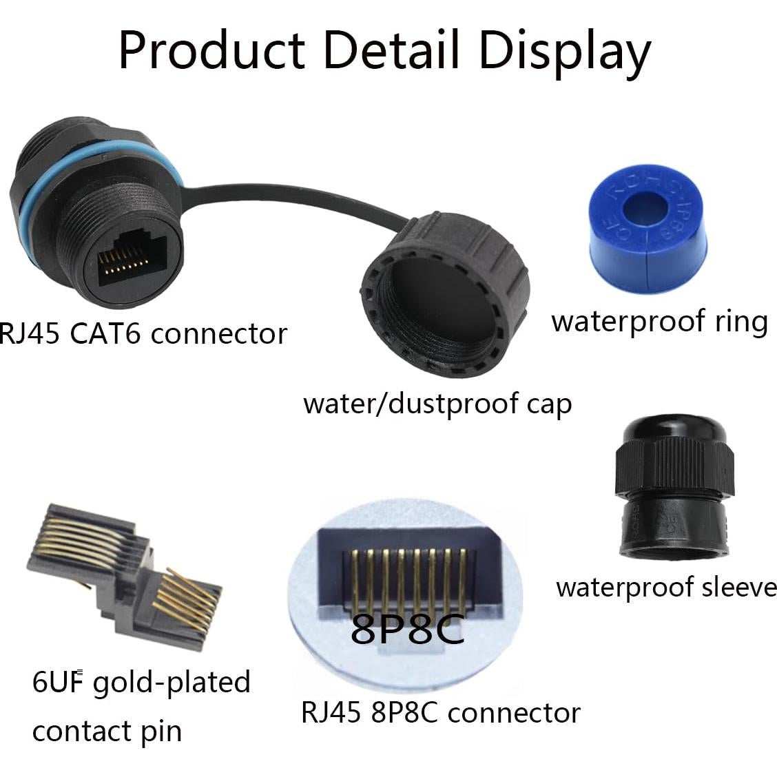 Acoplador RJ45 Impermeable PENGLIN 2PCS Cat6 Hembra a Hembra