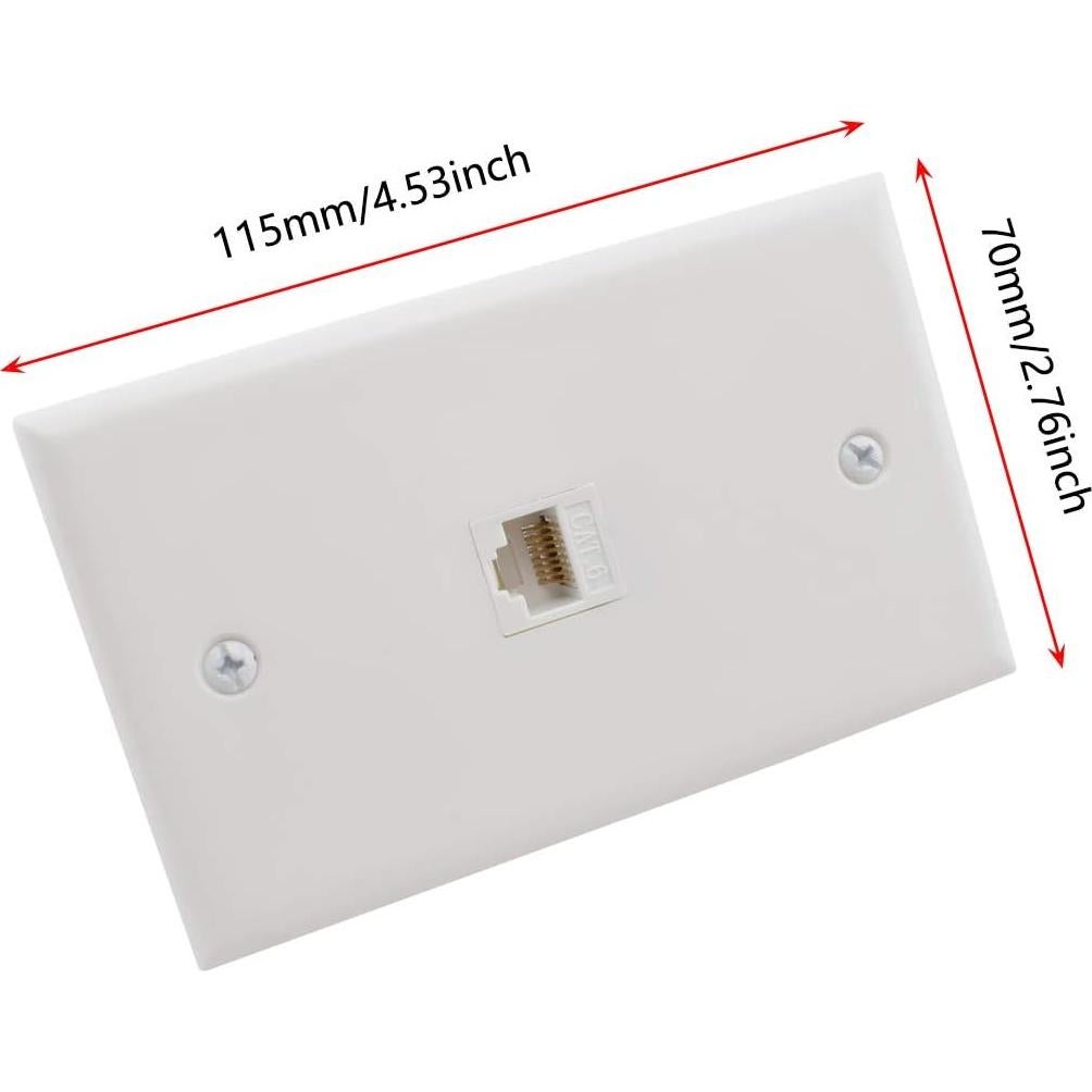 Placa de Pared Ethernet RJ45 OZXNO CAT.6 1 Puerto Paquete de 2