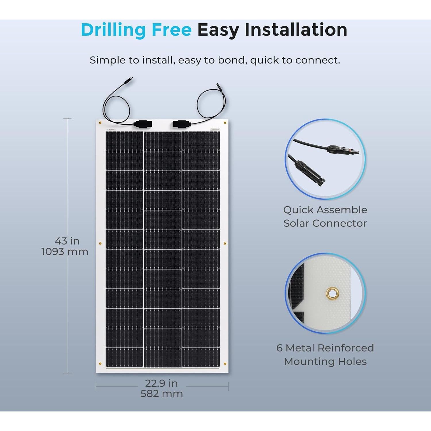 Panel Solar Flexible Renogy 100W Ultra Ligero para RV y Barcos
