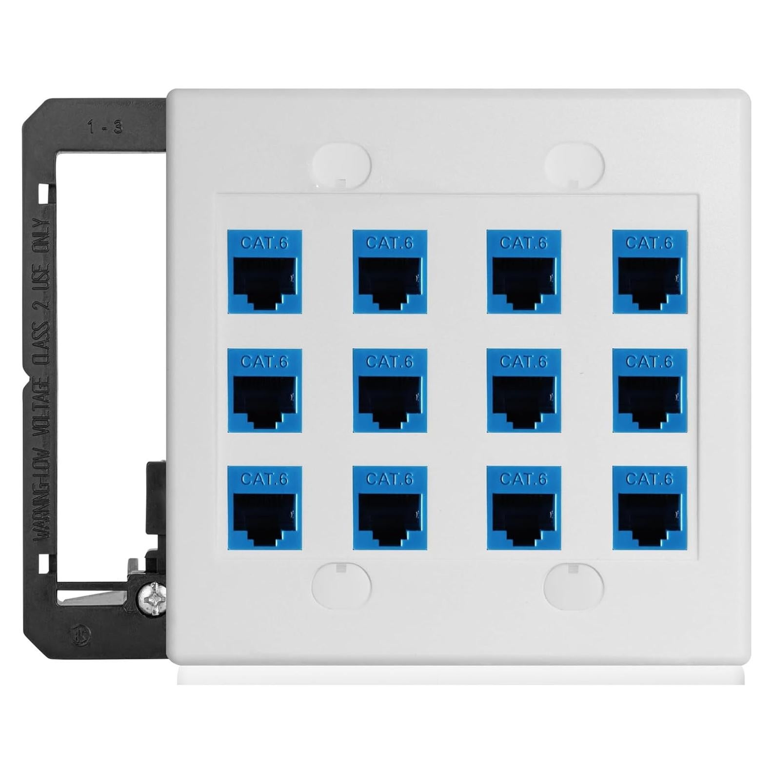 Placa de Pared Ethernet 12 Puertos Cat6 TOMODER con Soporte