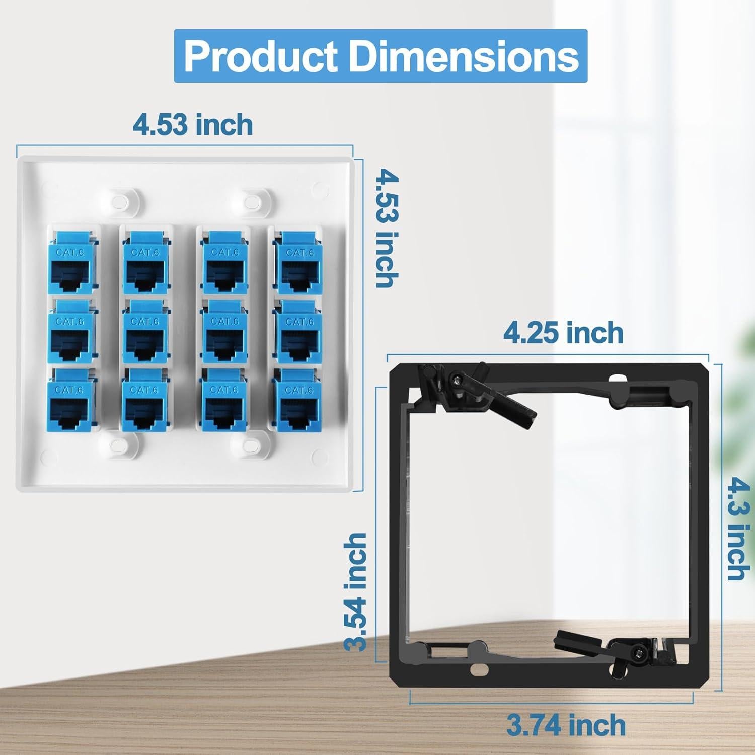 Placa de Pared Ethernet 12 Puertos Cat6 TOMODER con Soporte