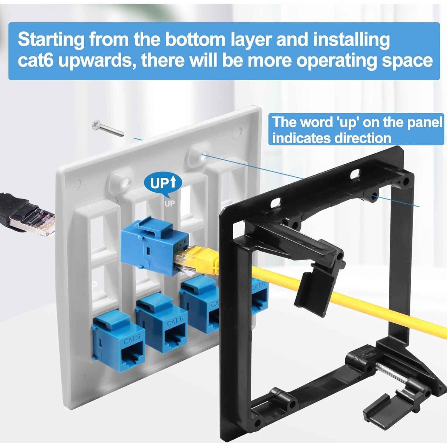 Placa de Pared Ethernet 12 Puertos Cat6 TOMODER con Soporte