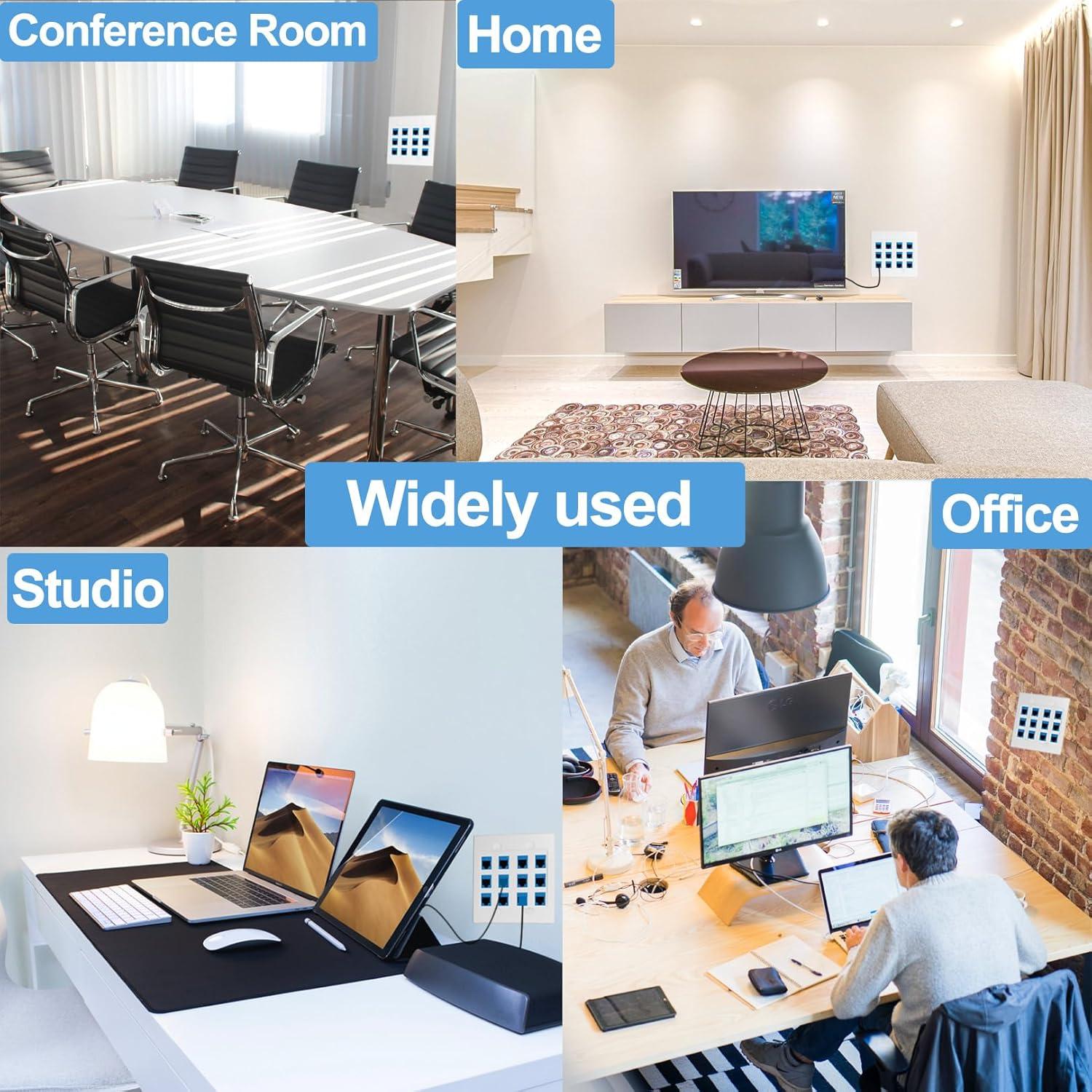 Placa de Pared Ethernet 12 Puertos Cat6 TOMODER con Soporte