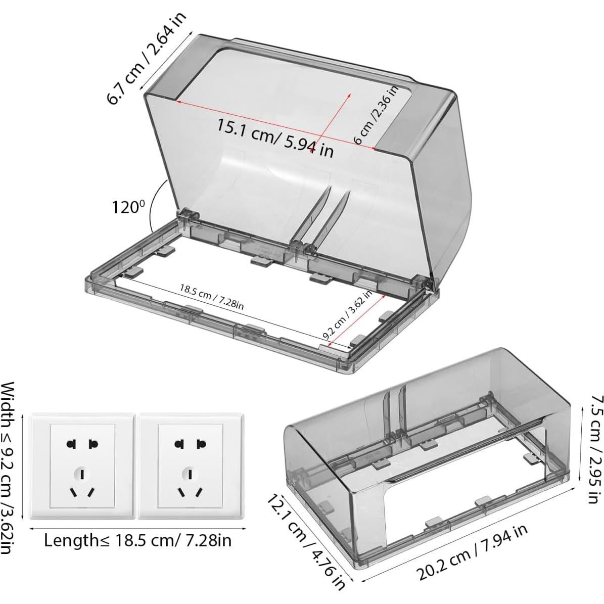 Cubierta de Enchufe Eléctrico a Prueba de Clima YARNOW 2 Gang 20.1x12.2cm