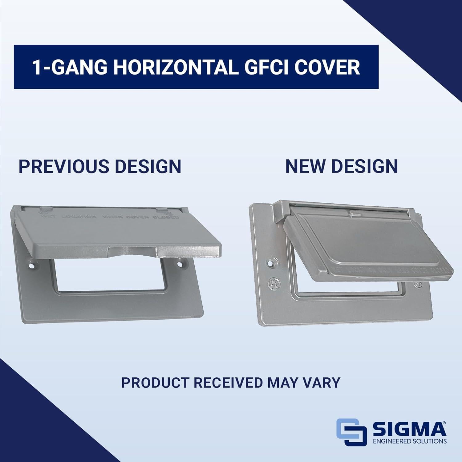 Cubierta de Enchufe GFCI Horizontal Sigma 14249 Gris 11.6x7.1cm