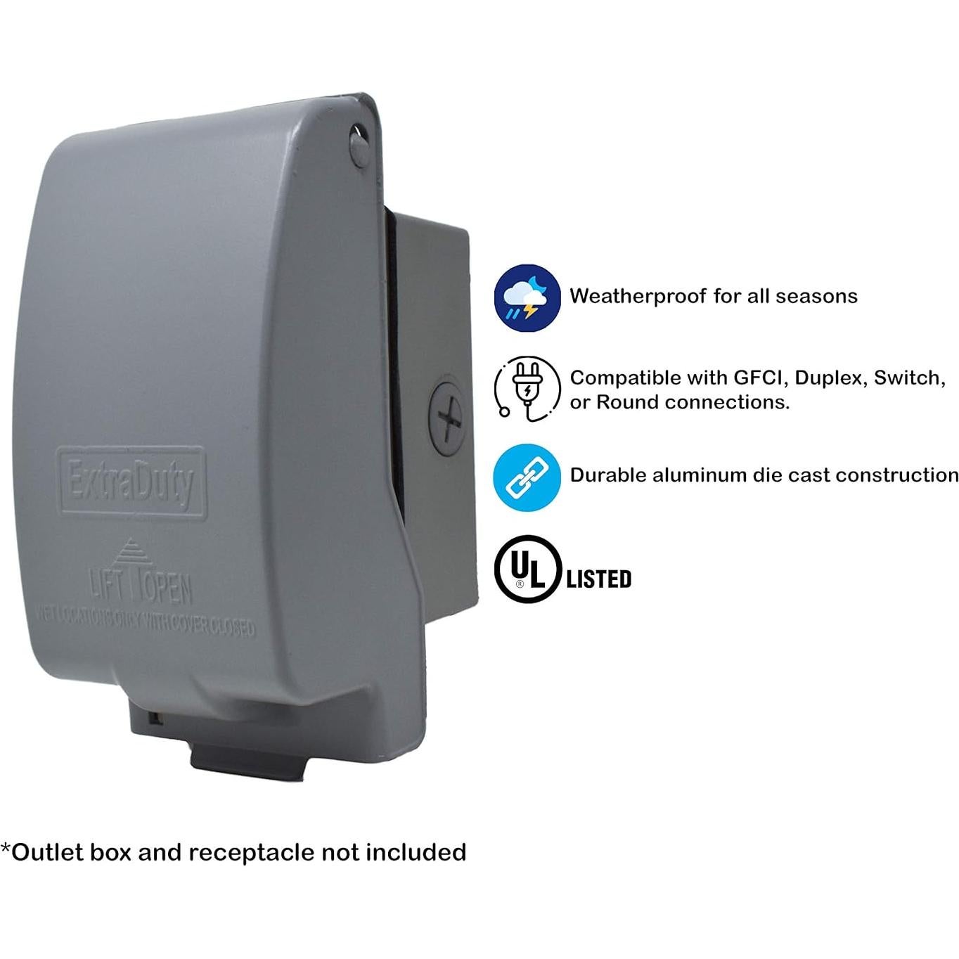 Cubierta de Receptáculo Exterior Metálica Sealproof 1-Gang Vertical