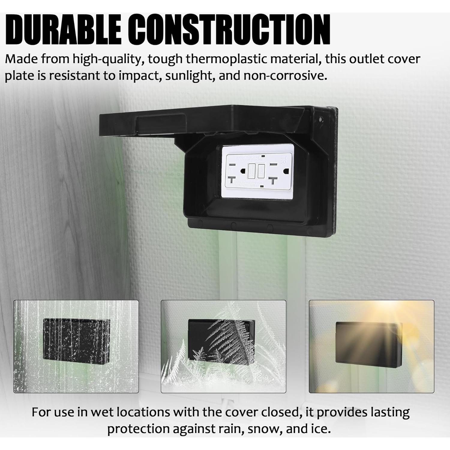 Placa Cubierta Salida Poder Exterior Calvana Negra 2-Pack