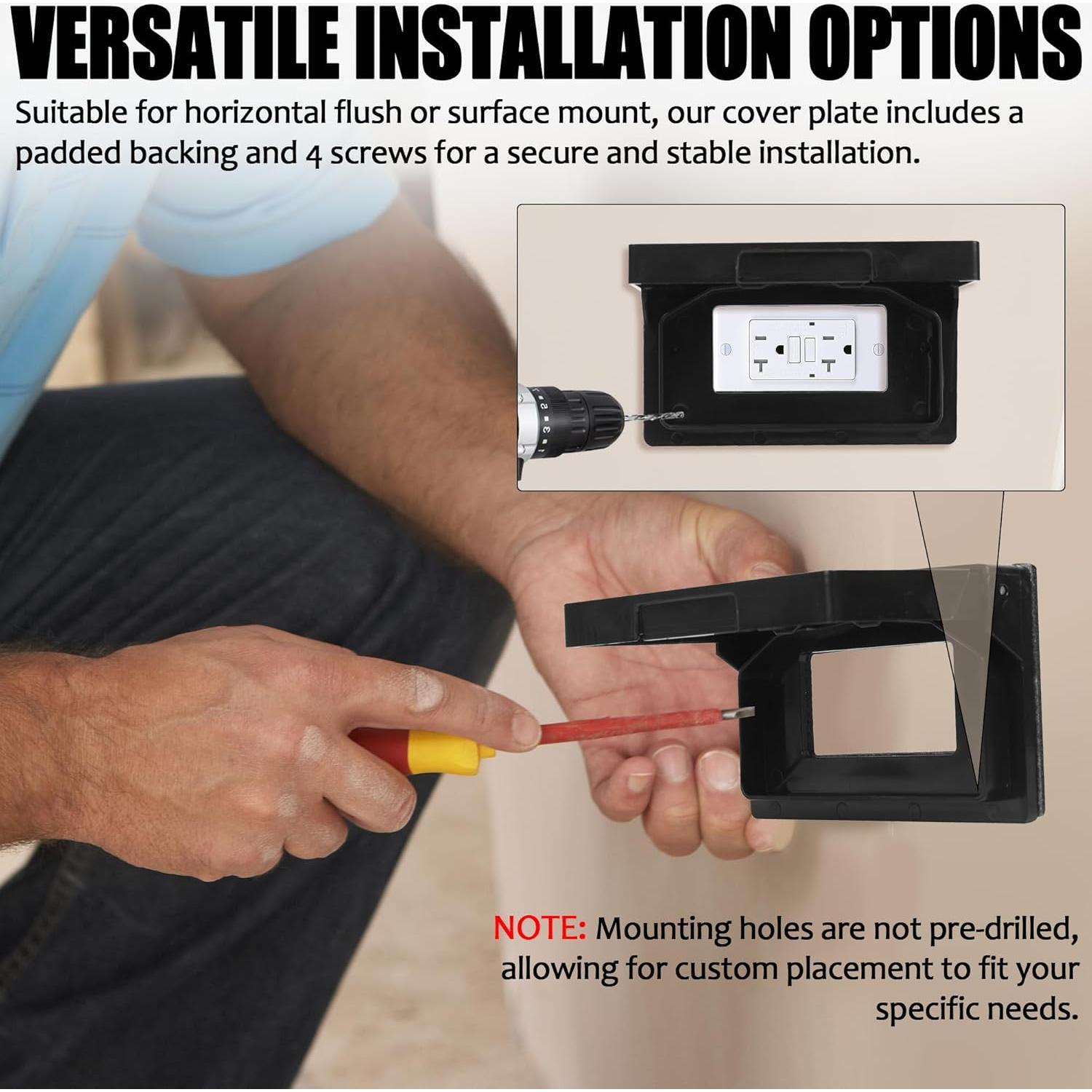 Placa Cubierta Salida Poder Exterior Calvana Negra 2-Pack