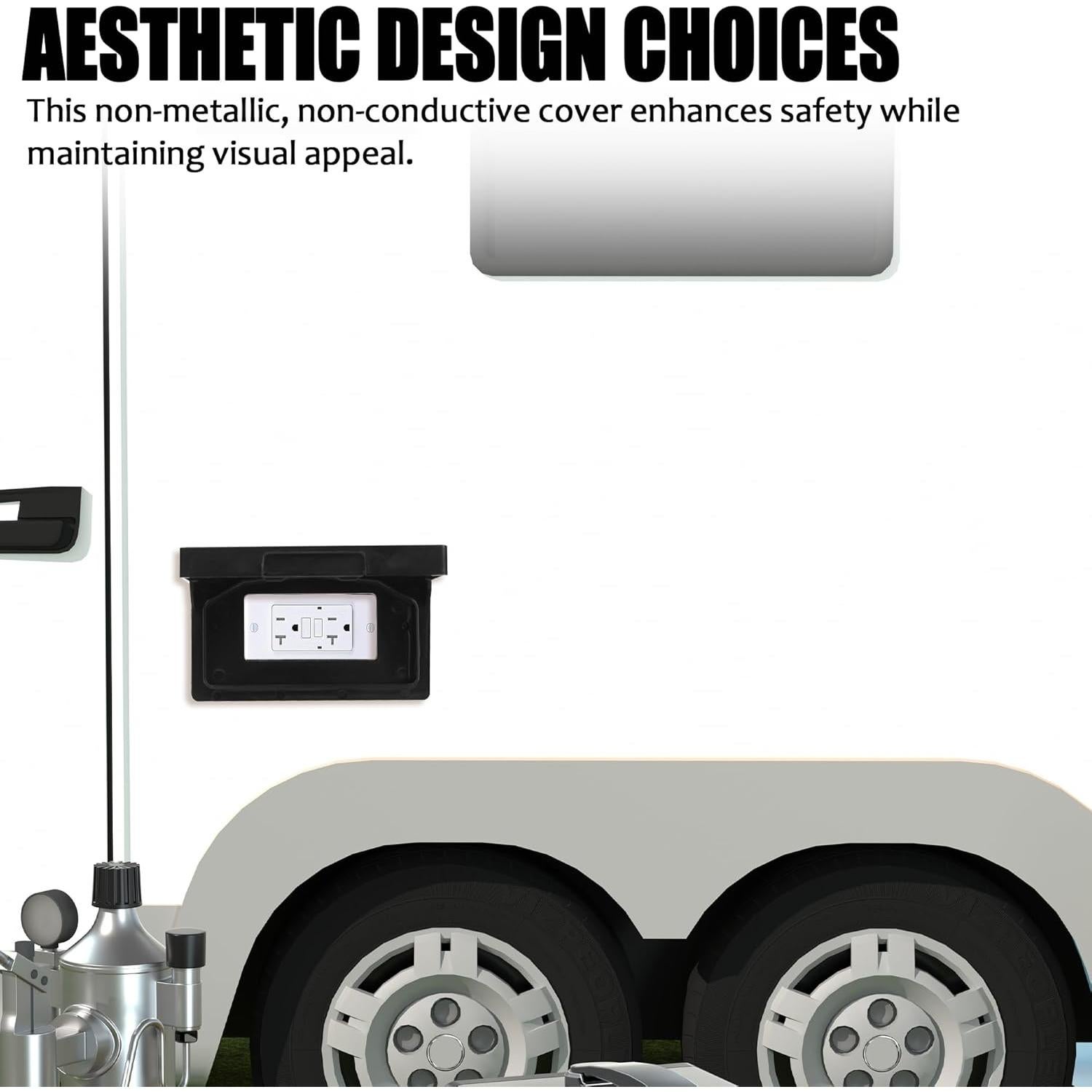 Placa Cubierta Salida Poder Exterior Calvana Negra 2-Pack