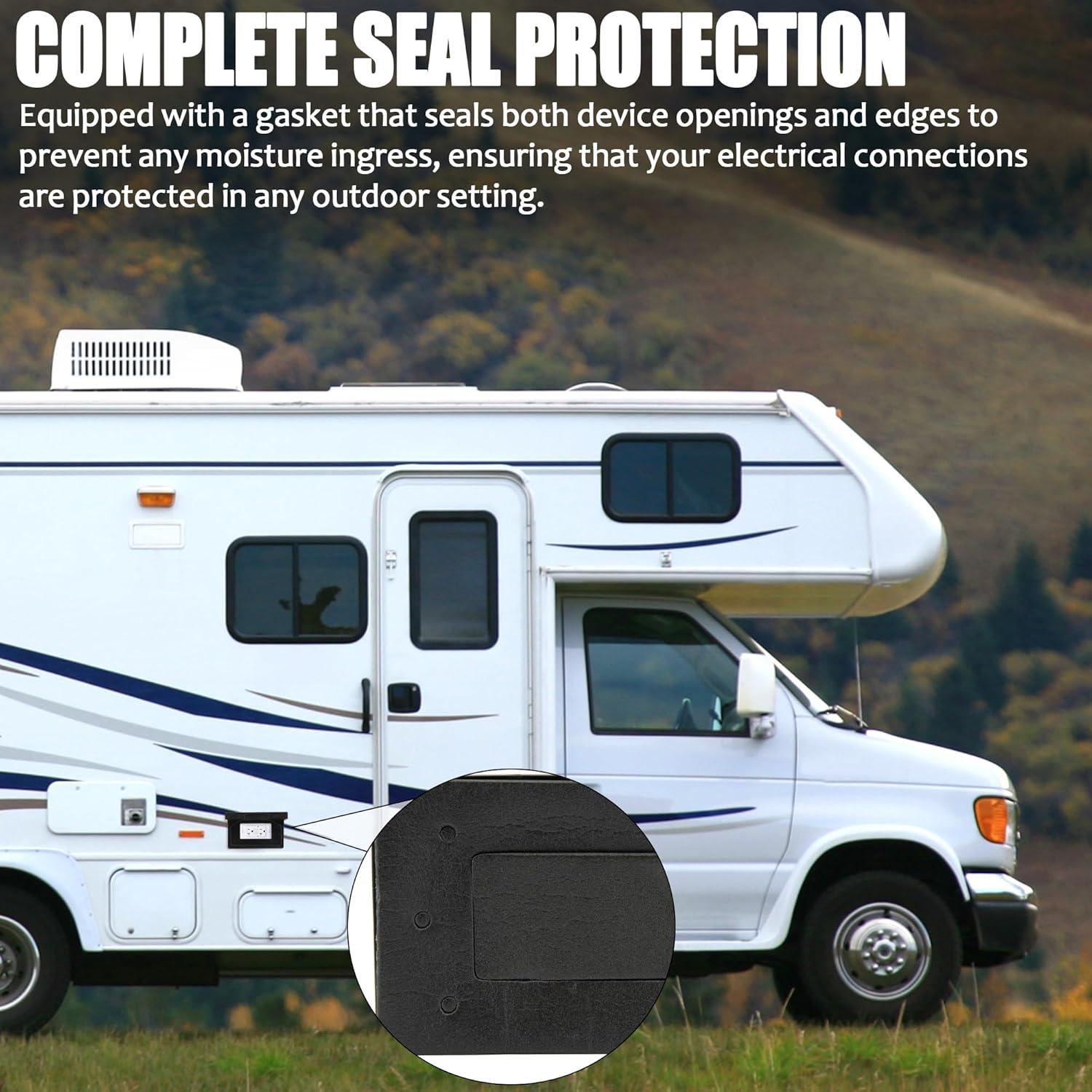 Placa Cubierta Salida Poder Exterior Calvana Negra 2-Pack