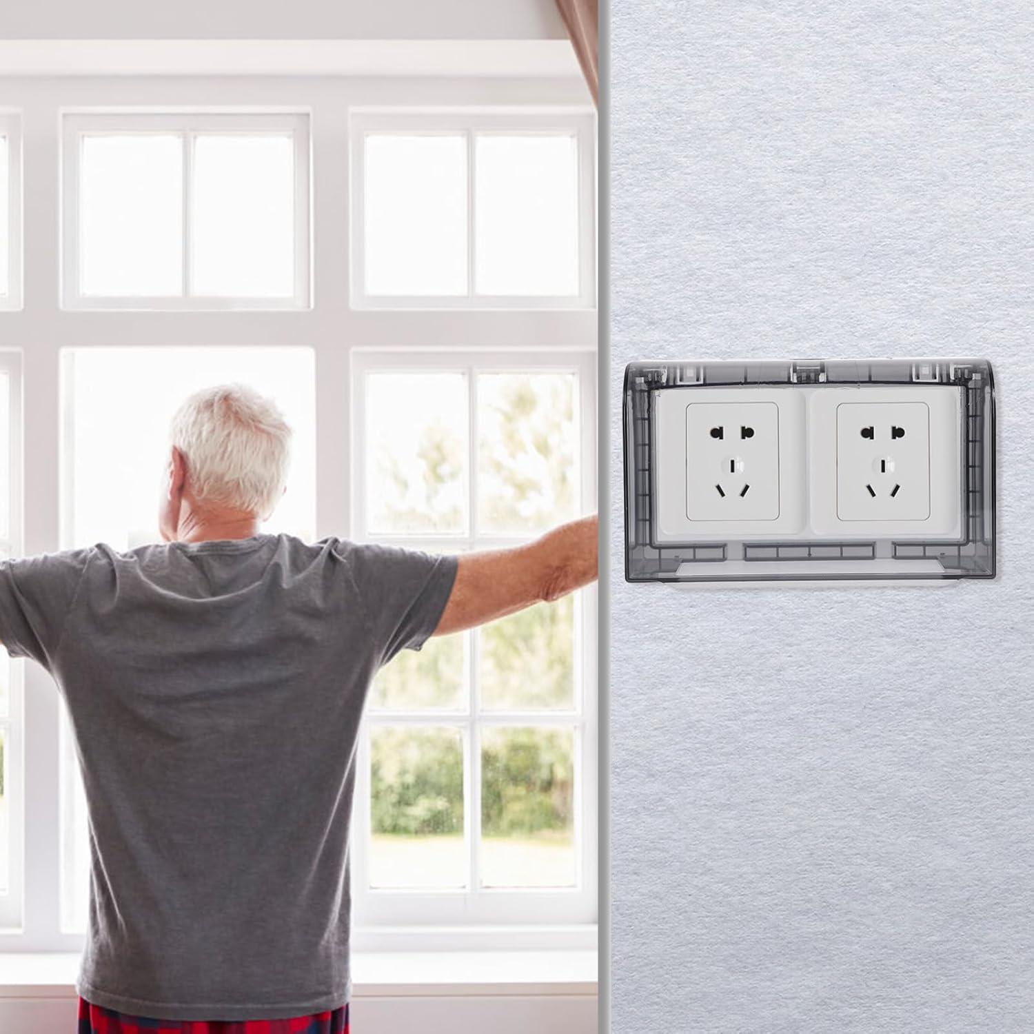 Cubierta de Enchufe Impermeable Housoutil 2 Gang 20.2x12.1cm