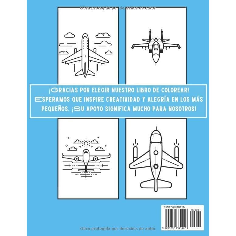 Aviones - Libro de Colorear: Dibujo y Coloreo para Niños de 3 a 8 Años: Diviértete con Aviones Modernas y Antiguas - Libro de Actividades para Niños y Niñas (Spanish Edition)