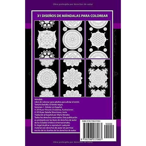 Mándala: Libro de colorear para adultos para aliviar el estrés. Tamaño bolsillo. El fondo negro. (Libros de bolsillo) (Spanish Edition)