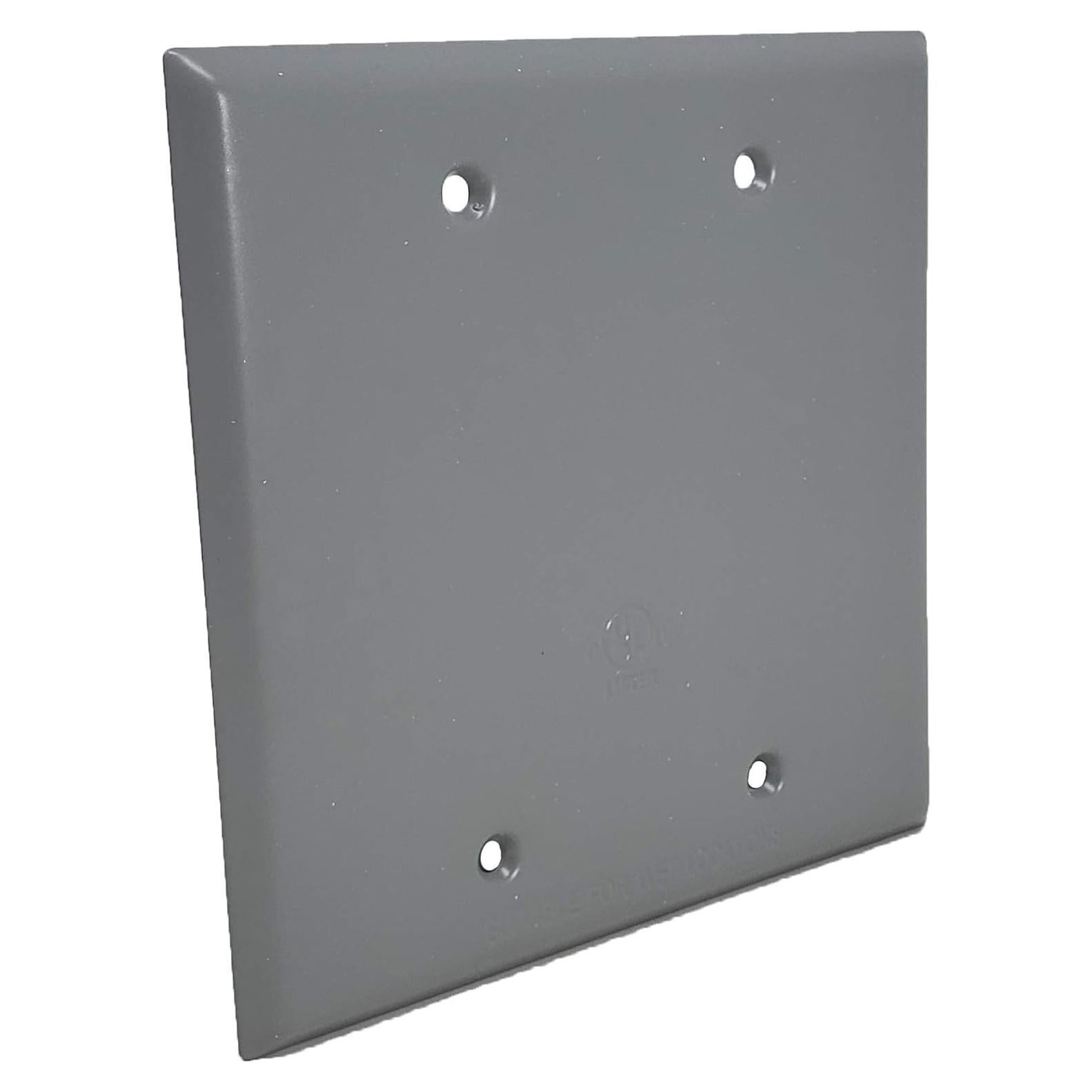 Cubierta de Salida Impermeable Sello 2 Gang Gris Metálica