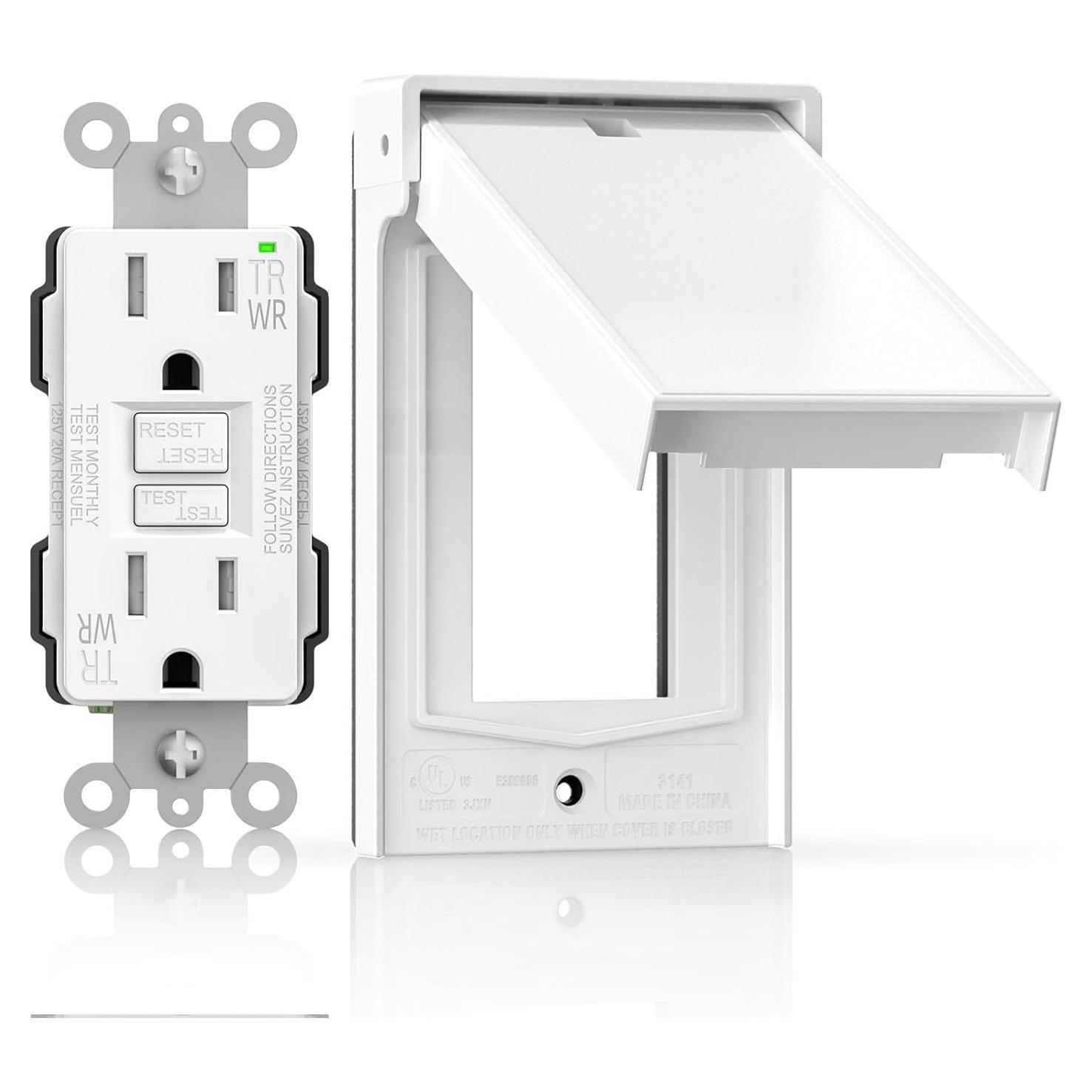 Enchufe GFCI AIDA 15A Resistente a la Intemperie Blanco