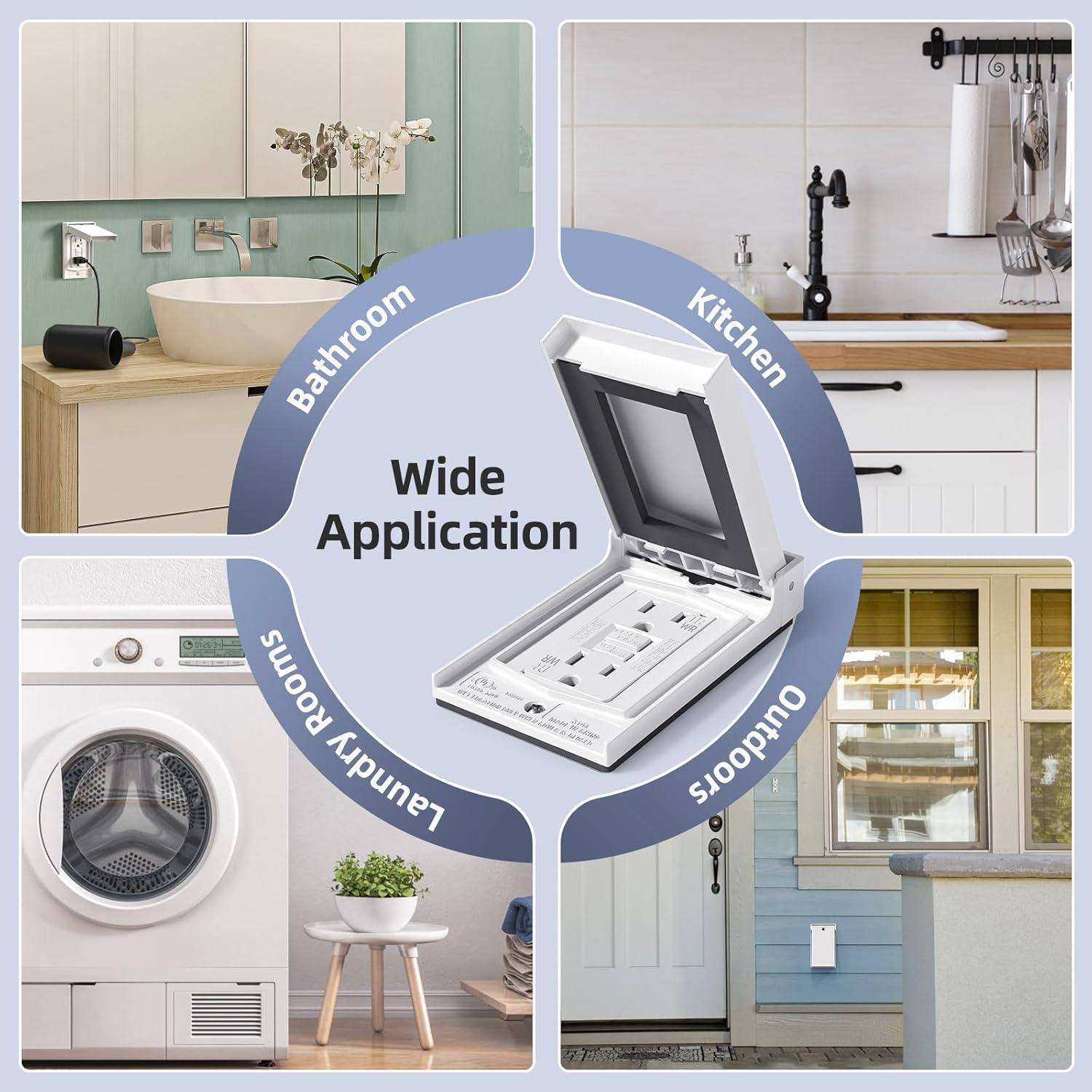 Enchufe GFCI AIDA 15A Resistente a la Intemperie Blanco