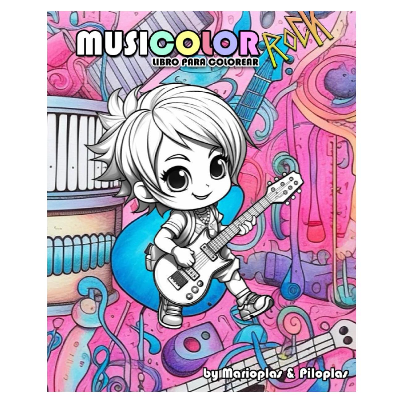 Musicolor Rock: Libro para colorear (Spanish Edition)