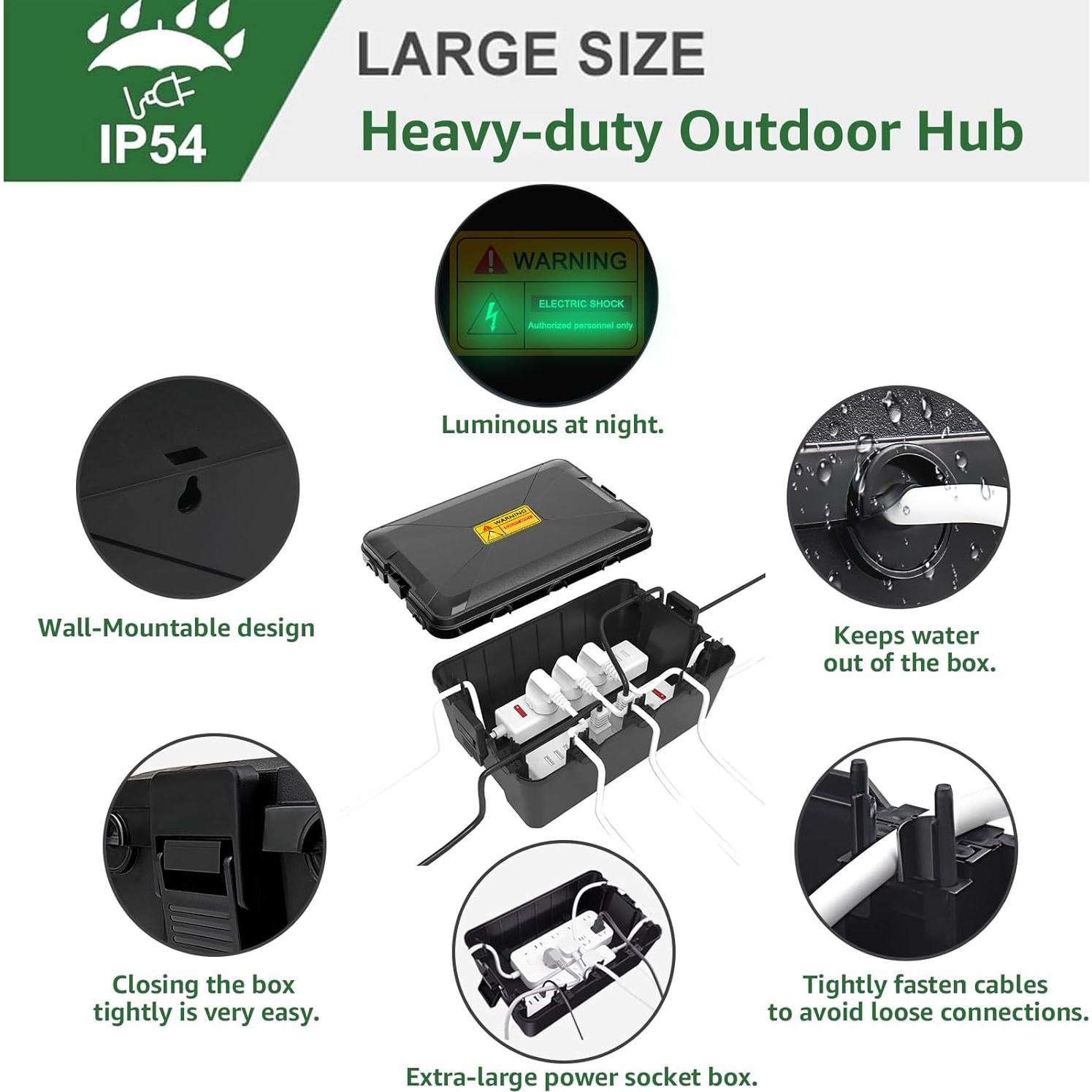 Caja Eléctrica Exterior Grande NineLeaf IP54 32x22x13cm Negra