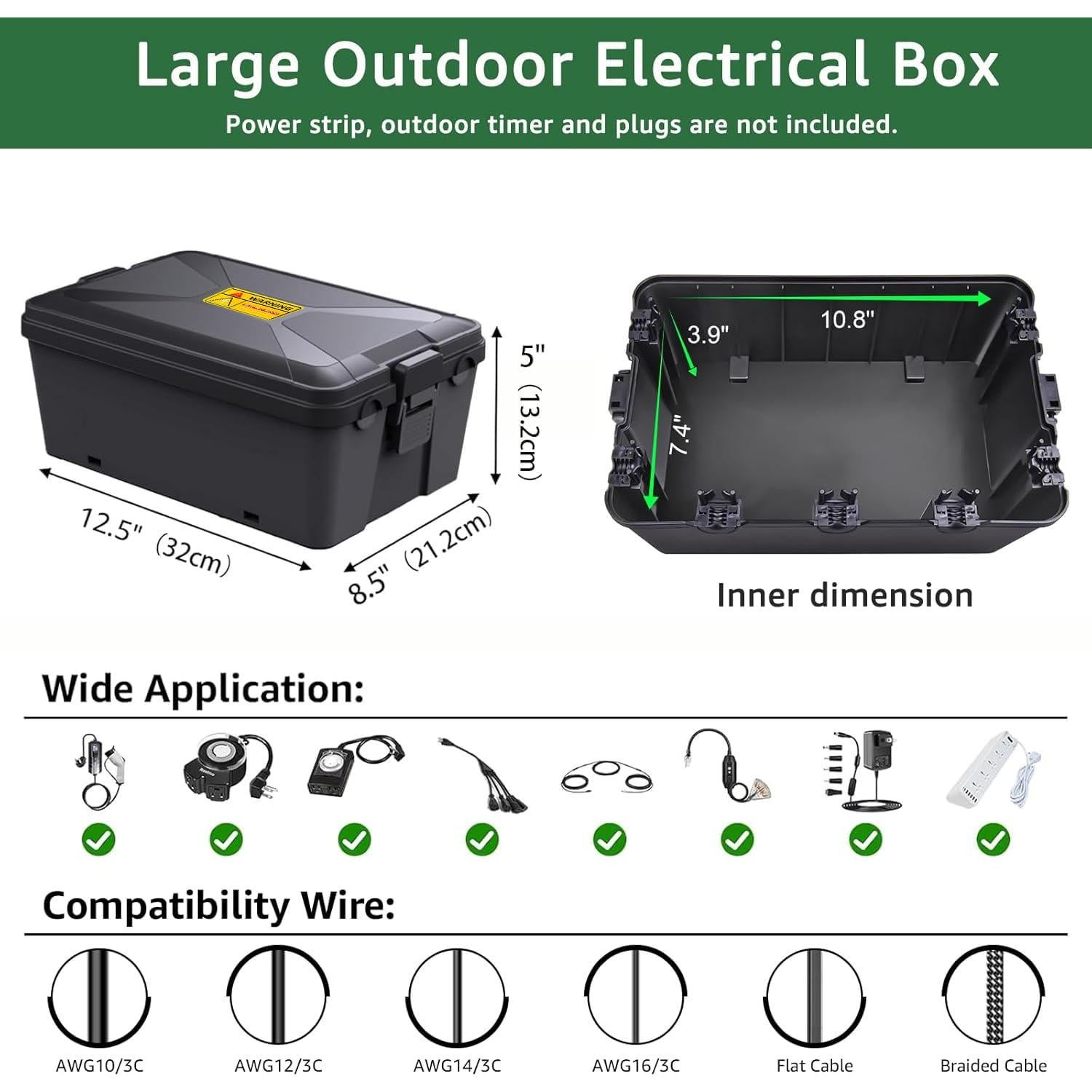 Caja Eléctrica Exterior Grande NineLeaf IP54 32x22x13cm Negra