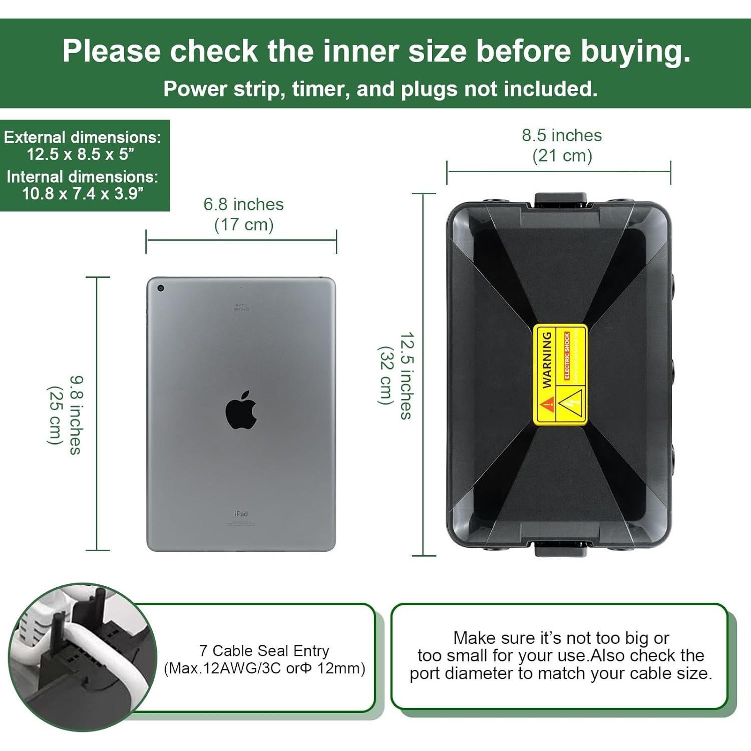 Caja Eléctrica Exterior Grande NineLeaf IP54 32x22x13cm Negra