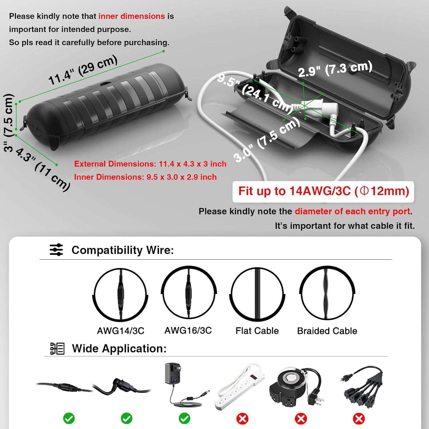 Cubierta de Seguridad para Cable de Extensión Flemoon IP44 Negra