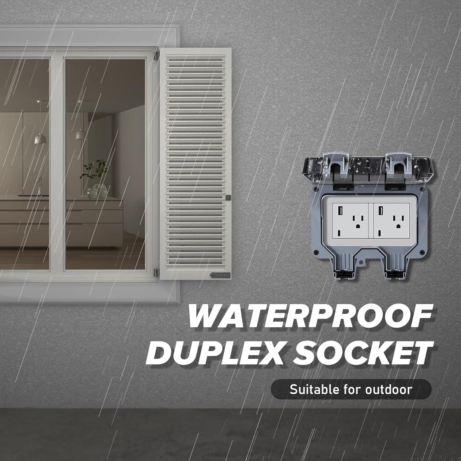 Toma de Corriente Exterior IP66 Ungroupimo 15A con USB